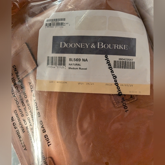 Dooney & Bourke Medium Russel Florentine Leather Tote in NATURAL - NWT - Picture 8 of 8